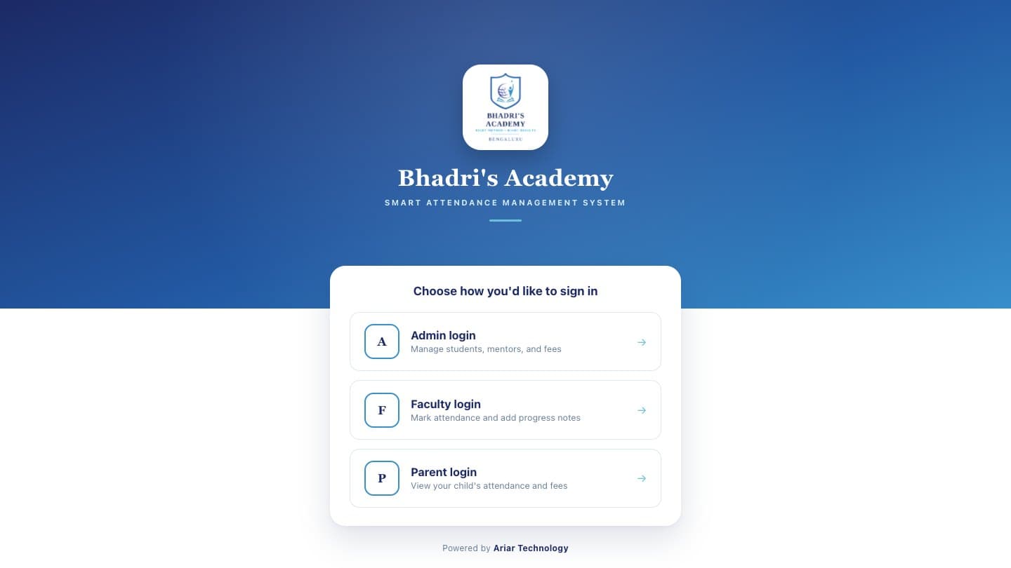 Role-based sign-in for administrators, faculty and parents